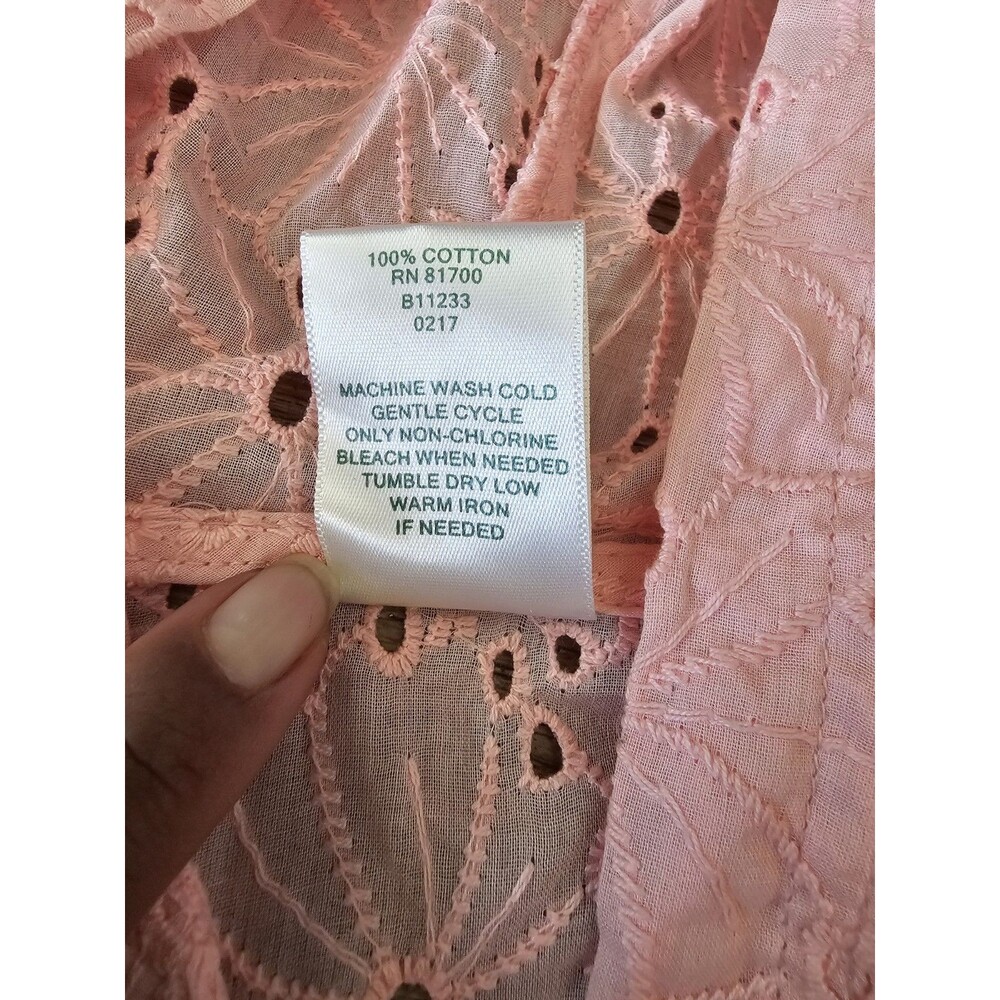 Blair Women's Eyelet Lace Lightweight Zip Hoodie Pink Jacket Top Size Medium - Picture 6 of 7